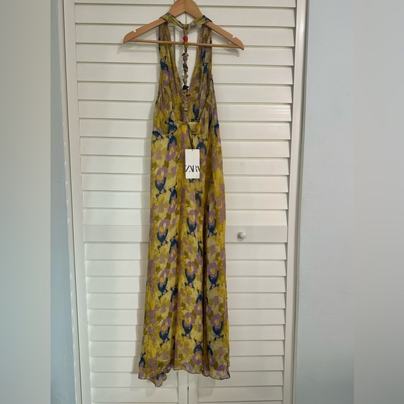 ZARA NWT WOMAN PRINTED BEADED DRESS MULTICOLORED | (S,M,) - Picture 9 of 12